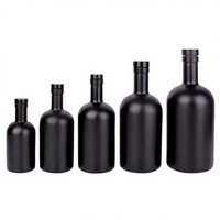 Bouteilles en verre noir peintes sur mesure pour l'emballage de la vodka, du whisky, de la tequila, du gin, du brandy, fabricant et fournisseur de bouteilles en verre