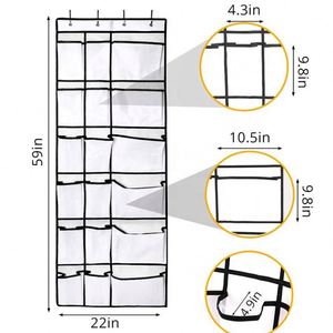 Organisateur de chaussures suspendu sur la porte avec 24 grandes poches en tissu maillé pour accessoires de placard - Product Image 4
