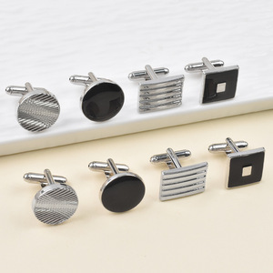 2 pezzi classici Color oro <span class=keywords><strong>argento</strong></span> bottoni <span class=keywords><strong>gemelli</strong></span> quadrati rotondi per festa di lusso <span class=keywords><strong>gemelli</strong></span> da sposa per camicia borchie nere <span class=keywords><strong>gemelli</strong></span> per <span class=keywords><strong>uomo</strong></span> - Product Image 3