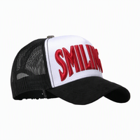 Casquette de baseball originale en gros Gorras Barbas, style camionneur, avec broderie en relief, 5 panneaux, maille noire, pour hommes et femmes