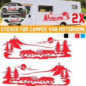 Juego de 2 pegatinas de vinilo de 150 cm para RV, diseño de árbol y montaña, decoración para caravana, remolque, camioneta - Product Image 1