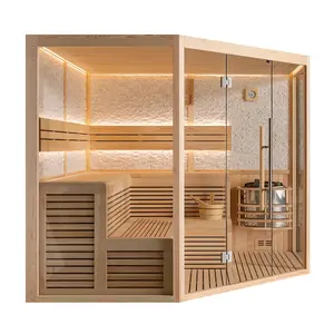 Hydrorelax lujo tradicional infrarrojo sauna de madera vapor 3-5 personas interior vapor seco sauna de madera al aire libre