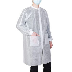 <span class=keywords><strong>Bata</strong></span> Desechable De Laboratorio No Tejida Batas De Laboratorio Blancas Unisex De Alta Calidad - Product Image 1