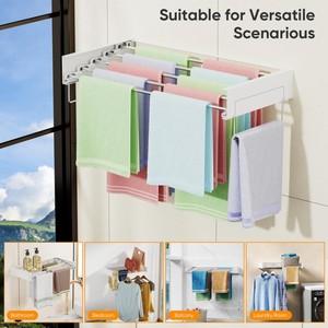 Настенный стеллаж для сушки ткани складной стеллаж с ручками для полотенец металлический стеллаж для стирки на стену - Product Image 5