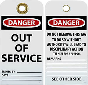 Etiqueta fuera de servicio (paquete de 25), 3 en X 6 pulgadas Etiqueta de vinilo Danger de 2 lados, con texto blanco/Negro en Base roja/blanca - Product Image 1