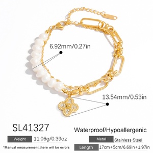 Women's Luxury Stainless Steel <b>Charm</b> Bracelet Trendy 18k Gold Plated Non-Fading Pendant Jewelry Gift Wholesale - Product Image 6