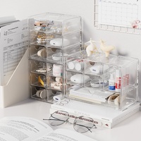 Boîte de rangement de bureau moderne et simple en polystyrène (PS) à six compartiments, transparente, type tiroir, organiseur pour étudiants