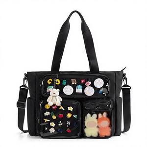 Bolsa de Mano Personalizada con Bolsillo Transparente, Bolso de Hombro de Nailon con Cremallera, Bolso de Mano para Mujer para Viajes Diarios - Product Image 3