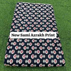 Tela de Algodón Estampada Étnica Sami Azrakh, Textil de Algodón Premium Suave y Transpirable para Material de Vestidos Kurti, Trajes y Trabajos de Artesanía - Product Image 3