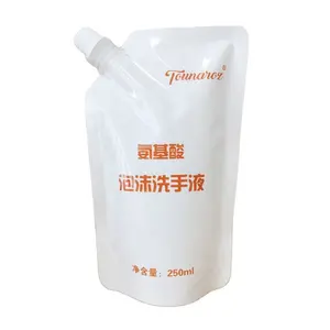 Pochette plastique à bec verseur pour savon liquide, emballage de qualité supérieure, sachets transparents pour savon liquide debout