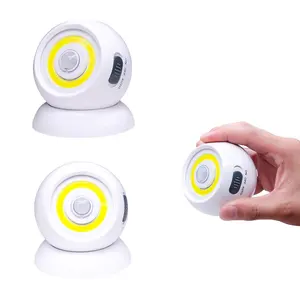 360 Degree Rotating Round Portable Battery Operated COB Motion Sensor Light with Magnetic base for home lighting