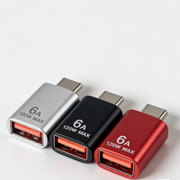 Adaptateur OTG 6A 120W DC USB-C vers USB-A en alliage d'aluminium pour téléphone portable, ordinateur portable, appareil photo - Compatible Core I7