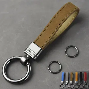 Wholesale Promotional Genuine Leather Custom Logo Keyring Key Holder Key Chain Cow Stamped Leather car Key chains For Women Men