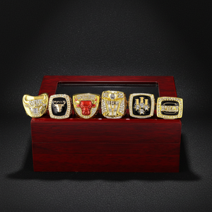 Anillos de Campeonato de Baloncesto de Aleación de Alta Calidad, Juego de 6 Anillos de Plata 925/Chapados en Oro, para Fanáticos de <span class=keywords><strong>Jordan</strong></span>, Conmemorativos, de Colección - Product Image 2