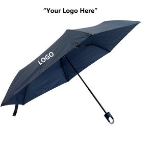 Parapluie manuel à six baleines, pliant en trois, design classique, en vinyle, avec logo imprimé, pour voyage, diamètre ouvert 99 cm, vente en gros - Product Image 5