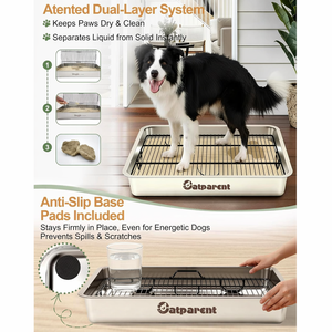 Bac à litière pour <span class=keywords><strong>chien</strong></span> en acier inoxydable avec gazon artificiel, grille amovible, nettoyage rapide et facile, utilisation intérieure/extérieure pour <span class=keywords><strong>chien</strong></span> de petite/moyenne taille - Product Image 3