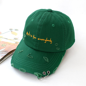 Wholesale Adult Size Dad Hat 6 Panel Fashion Casual <strong>Distressed</strong> <strong>Cap</strong> With Iron Ring Embroidery Logo Vintage Baseball <strong>Cap</strong> - Product Image 4