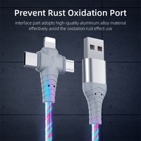 Kabel Pengisian Daya Cepat 3-in-1 Berkualitas Tinggi dengan Lampu Bercahaya Warna-warni, Cocok untuk Pengguna Android Tipe-C/L dan Influencer TikTok
