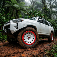 Jantes en alliage Beadlock style rallye, blanc et rouge, 15, 16, 17 pouces, 6x139.7, ET25, à déport profond, compatibles Land Cruiser Hilux, homologuées DOT