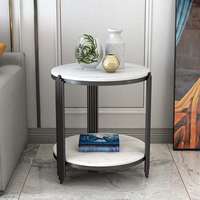 Table d'appoint carrée de luxe moderne pour salon d'hôtel, en acier inoxydable doré et marbre