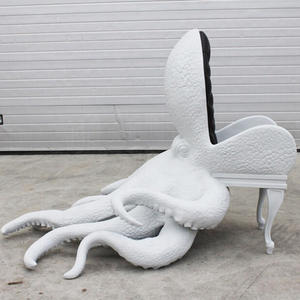 เก้าอี้ทรงปลาหมึกไฟเบอร์กลาสทันสมัย ML08 หุ้มหนังสีดำ สำหรับห้องนั่งเล่น วิลล่า อพาร์ทเมนท์ ห้องรับประทานอาหาร โรงแรม โซฟาต้อนรับ รูปทรงประติมากรรม - Product Image 2