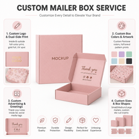 Boîte d'expédition en carton ondulé rose avec logo personnalisé, petite boîte d'emballage cadeau pour les petites entreprises, boîte d'expédition plate pour le commerce électronique