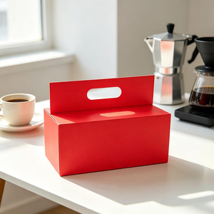 <b>Red</b> Rectangle Rigid Gift <b>Box</b> with Gold Foil Edge and Magnetic Closure for High-End Packaging - Product Image 3