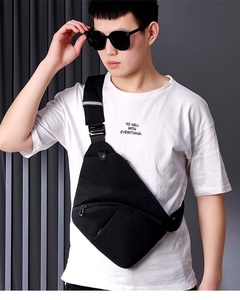 Men's Sling <b>Bag</b> Nylon RFID Blocking Zipper Closure Anti Theft Phone Pocket <b>Black</b> 7 Inch All Seasons Casual Use - Product Image 2