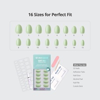 Lot de faux ongles ovales extra courts, haute qualité, vente en gros, en gel souple, couleur unie pastel vert, ongles artificiels à presser, 32 pièces