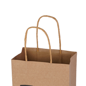 Bolsa de papel kraft de embalaje marrón con logotipo de impresión personalizada con asa de papel retorcido para regalos, alimentos y bebidas - Product Image 6