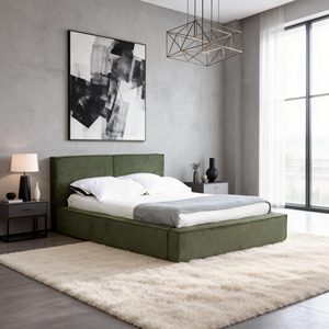 Tempat Tidur Modern Berlapis Kain Empuk Tanpa Bingkai Kayu dengan Sandaran Kepala, Dikemas Vakum - Product Image 2