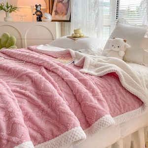 XinLan polar Sherpa suave de lujo de punto decorativo personalizado sublimación de Navidad acogedora <span class=keywords><strong>cama</strong></span> Rosa viaje manta Nórdica - Product Image 2