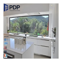Ventana Panorámica Fija de Cocina con Aislamiento Térmico, de Vidrio Grande, con Rejilla Plegable Antirrobo de Aleación de Aluminio Personalizada PDP