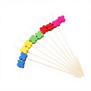 Bold Blossom J&M, 100 Unidades, 4.7 Pulgadas, Diseño de Cuatro Pétalos, Colores Surtidos, Ecológicos, de Bambú, Minimalistas, Desechables, con Cuentas - Product Image 2
