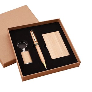 Customizable Logo Eco-friendly Corporate Business Modern Notebook Gift Set Wood Grain Digital Printing New Year