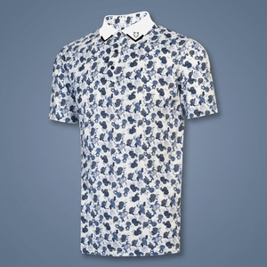 Camisas de Golf de Manga Corta para Hombre, Estampado Floral Digital, Corte Regular, Tejido Casual, 100% Poliéster, Manga Izquierda con Logotipo Personalizado, 200g - Product Image 3