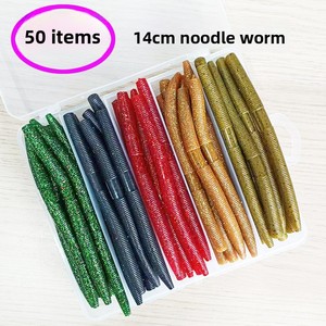 เหยื่อตกปลา PVC แบบนิ่ม 50 ชิ้น สีดำ ชนิดจมช้า สำหรับตกปลาแบส รูปทรงหนอน<span class=keywords><strong>ดิน</strong></span> - Product Image 3