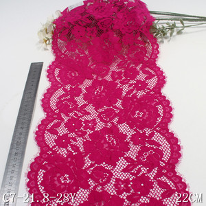 Vendita calda di alta qualità in Nylon Spandex nero bianco ciglia pizzo larghezza 22cm per le donne reggiseno intimo vestito - Product Image 3