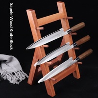 Support à couteaux à sashimi multi-niveaux en bois de Hinoki massif Elite |   Support haute densité résistant aux micro-organismes |   Chef sushi professionnel