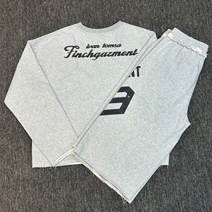T-shirt da uomo Finch Garment 100% cotone con orlo grezzo, manica lunga, taglio corto, bordo non rifinito, tinta unita, casual, tuta sportiva, prodotto dal produttore - Product Image 6
