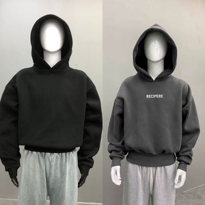 High Quality Custom French Terry Heavy Weight 450 Gsm Drop Shoulder <strong>Hoodie</strong> Manufacturer Black Boxy Cropped Pullover <strong>Hoodie</strong> - Product Image 2