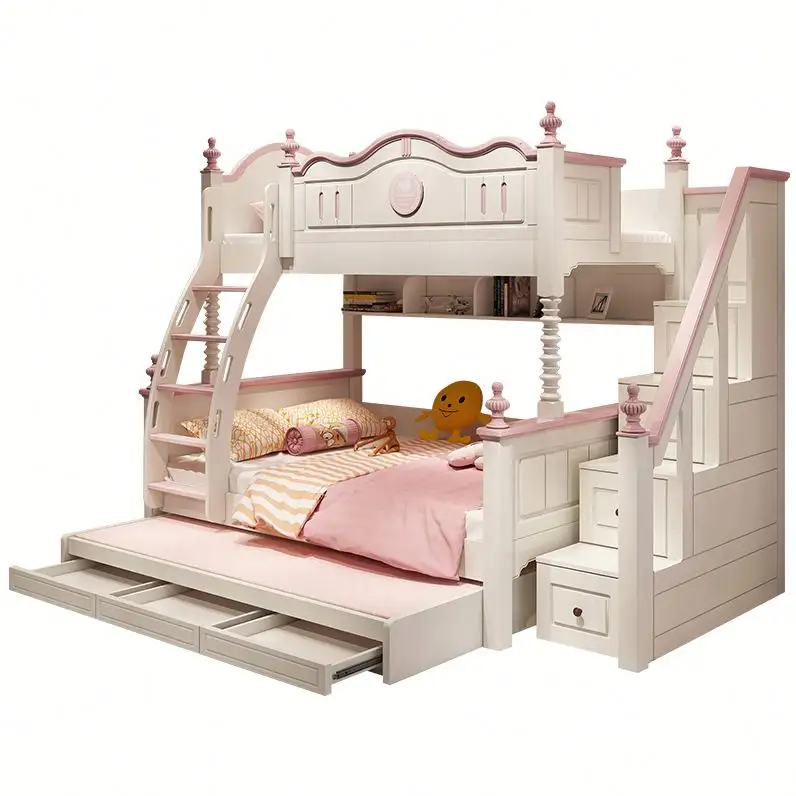 Cama de bebê fofa, cama de cabelos do bebê com deslizamento, cama dupla de decoração