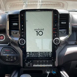 Pa 13.6 "แอนดรอยด์12.0เทสลาสไตล์แนวตั้งหน้าจอรถยนต์สเตอริโอเครื่องเล่นดีวีดีนำทาง GPS สำหรับ Dodge RAM 2019- 2023รถวิทยุ