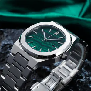 Nuevo creativo impermeable luminoso fecha malaquita verde Dial Relgio De Luxo Para Homens reloj minimalista relojes de cuarzo para hombres