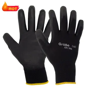 Prodotti per la sicurezza Guanti da lavoro rivestiti in Nylon PU con rivestimento in poliuretano guanti da lavoro Touchscreen