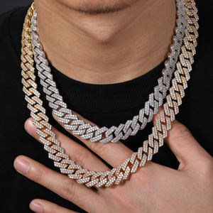 שרשרת חוליות מצופה זהב 18 קראט דו-שכבתית 14 מ\\\"מ בסגנון היפ הופ, מתנה אופנתית יוניסקס - Product Image 5