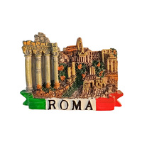 Aimants de réfrigérateur en résine personnalisés Place de la ville romaine italienne Souvenirs touristiques Décoration peinte en 3D Aimants de réfrigérateur