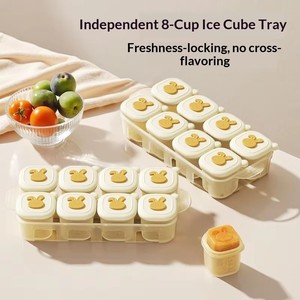 8 compartiments de stockage en silicone <span class=keywords><strong>pour</strong></span> aliments <span class=keywords><strong>pour</strong></span> bébés, bac de congélation avec couvercles individuels, démoulage facile, tasses à purée <span class=keywords><strong>pour</strong></span> le sevrage - Product Image 3