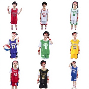 Uniformes de <span class=keywords><strong>Baloncesto</strong></span> para Niños, Estilo Chino, Dos Piezas, Lakers Bulls, Camisetas de Manga Corta, Uniformes de Equipo - Product Image 1