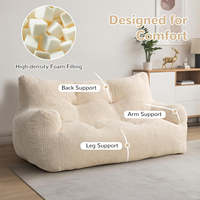 Canapé de salon carré blanc en PU avec accoudoirs fixes durables, tissus personnalisables, canapé sans ossature, canapé compressé